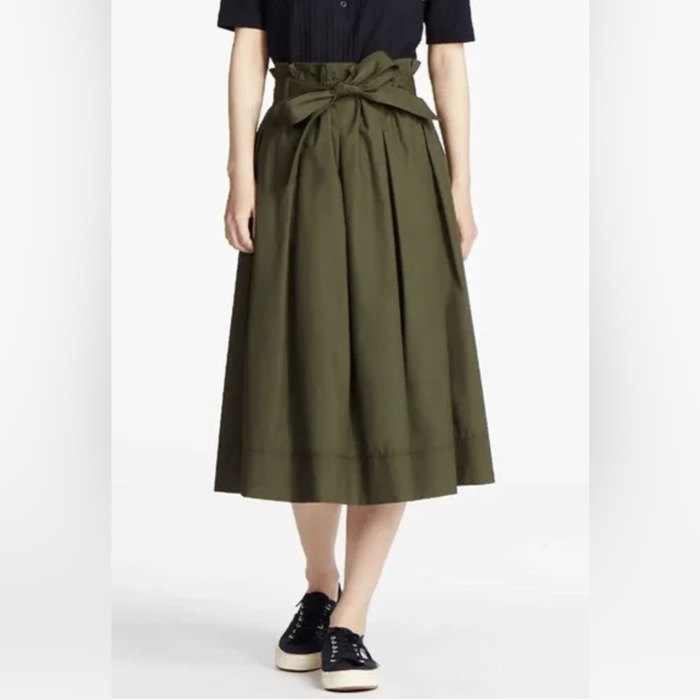 UNIQLO XS GREEN MIDI SKIRT WITH BELT